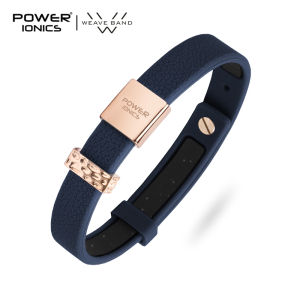 POWER IONICS New 18K RoseGold Waterproof 3000 Anions Leather Grain Siicone Bracelet Free Engrave FDA Registration