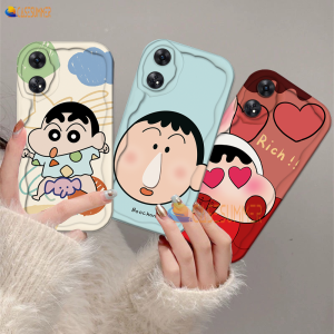 Casesummer Casing hp OPPO A17 A17k A12 A16 A16s A54s A16k A16e A5s A7 A11K A1K A57 4G A58 A78 A77S A53 2020 A3s A12e A33 A31 A52 A92 A54 Reno 8T 4G Reno 5F Cute Lucu Crayon Shin-chan Azhu 3D Wavy Curved Edge Soft Case