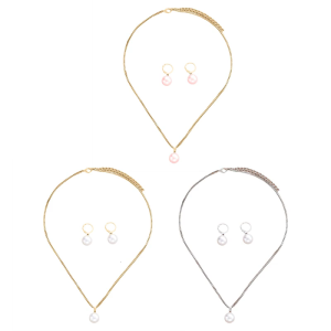 Delicate Round Pearls Necklace and Earrings Set Everyday Wear Alloy Texture Suitable for Fashionable Occasions