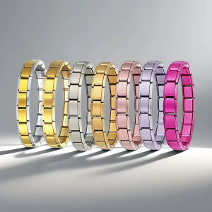 Fashion Stainless Steel Elastic Italian Links Charm Bracelet 9mm Width Simple Design Bangle For Men Women DIY Making Jewelry