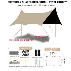 4.5Mx5.2m Tent Canvas Full Camping Tent Rain and Sun Protection UPF 50+ Camping Waterproof Canopy Tent Awning Beach Shade Tent
