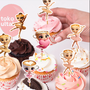 Topper Kue Ballerina Cappuccino Custom Foto untuk Dekorasi Hiasan Cake Ulang Tahun Anak Karakter