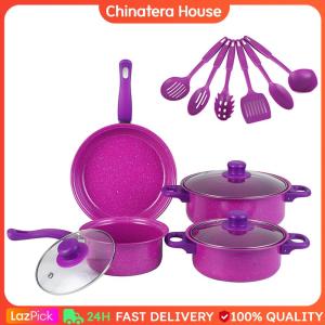 13 Pieces Cookware Pot Set with Stay Cool Handles with Glass Lids Suitable for Induction Cookers