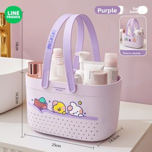 100% Authentic Line Friends Storage Box Portable Bath Basket Portable Bathroom Storage Caddy Organizer Bin Plastic Toiletry Storage Basket Drain LFB106