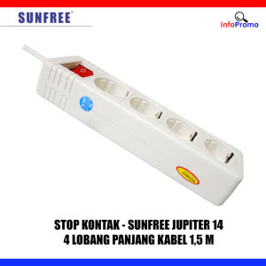 Stop Kontak Sunfree Jupiter 2/3/4/5 Lubang 15 Meter Kabel Asli Tembaga