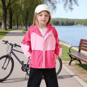 Rolanko Toddler Girls Rain Jacket Lightweight Waterproof Hooded Jackets Little Kids Windbreaker Outerwear Raincoats 1-5Years