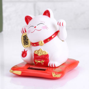 [EnidJuli] Solar Powered Fortune Cat Cute Waving Arm Cat Good Luck Wealth Welcoming Cats Home Display Car Decor