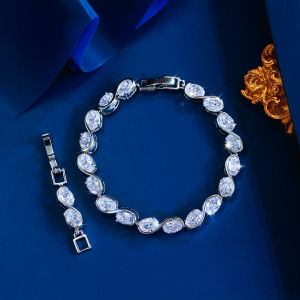 SEQUITO Elegant Costume Jewellery Silver Plated Multicolor Bracelet Pave AAA Oval Cubic Zirconia for Daily Party B401