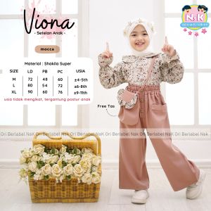 PROMO COD Setelan Terbaru Atasan Lengan Panjang Motif Cantik Dan Elegant Dengan Celana Panjang Polos Anak Perempuan Usia 4-11 Tahun Viona Set Kiddos Kidss