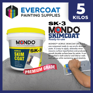 Mondo SK-3 Skimcoat Ready to Use 100% Acrylic Use As Is No Mixing Required 5kg