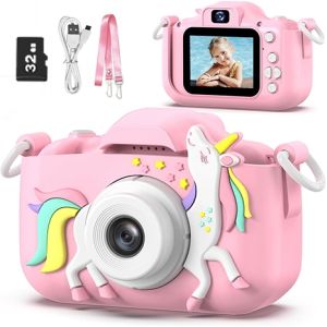 Kids Camera Toys Portable Child Digital Video Camera with Silicone Cover Christmas Birthday Gifts for Toddler Age for 3-12 Years Old Boys Girls Children