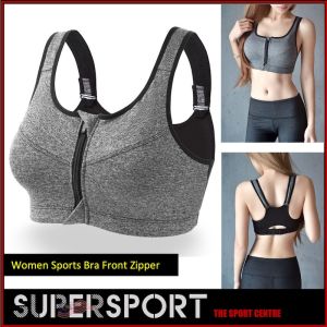 SUPERSPORT Sports Bra Front Zipper Closure Professional Anti Vibration Bra Padded Shockproof Sports Bra with Removable Pads for Workout Running Gym Exercise