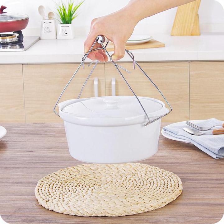1x Hot Sale Stainless Steel Foldable Hot Bowl Clip Pot Dish Holder