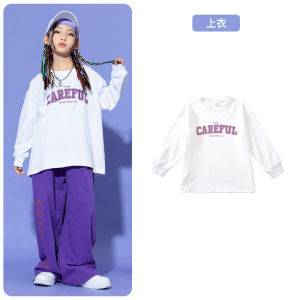 แฟชั่นสตรีทแดนซ์สำหรับเด็ก ชุดฮิปฮอปสำหรับเด็ก hiphop ชุดการแสดง ชุดเต้นแจ๊สสำหรับสาวเท่ 3.10