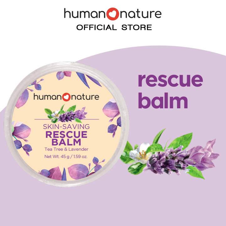 Human Nature Rescue Balm 100% Natural with Tea Tree & Lavender (smoothen out scrapes,  scratches, bumps)