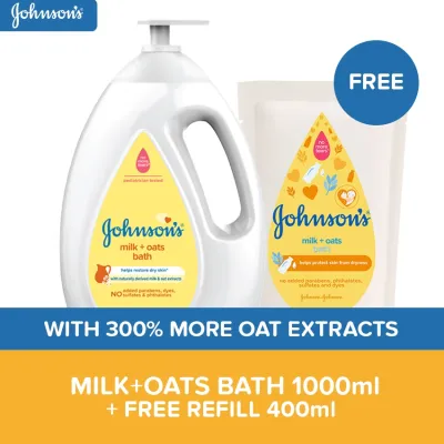 Johnson’s Milk+Oats Bath Sulit Pack (Bath 1000ml + FREE 400ml Refill)
