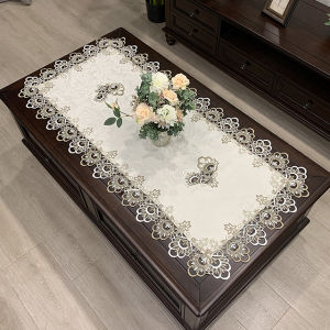 European-style rectangular coffee table mat tablecloth solid-colored fabric lace cover dust-proof cover