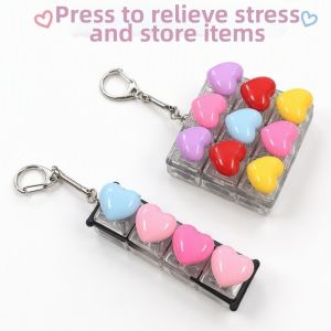 RITAL 4/9 phím Móc khóa hình bàn phím trái tim Trái tim tình yêu Di động Móc khóa túi Fidget Bàn phím cơ Trang trí bàn làm việc Móc khóa có nút bấm ở đầu ngón tay. Đồ trang trí túi học sinh