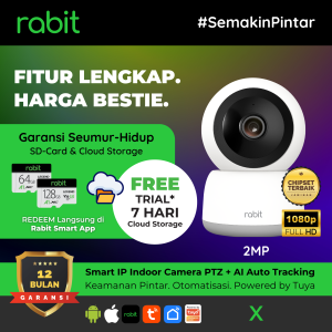 RABIT SMART IP CCTV WIFI CAMERA INDOOR FULL HD 2 MP PTZ X - AI AUTO TRACKING