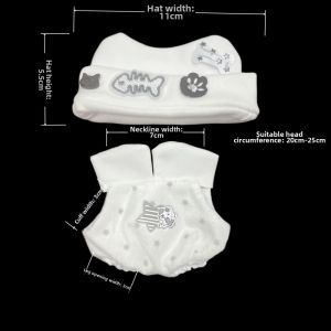 DIVATEN Black And White Cotton Doll Clothes Set 10/20cm Punk Style Kitten Costume Outfit Super Cute Punk Cat Costume Doll Replacement Clothes For Doll Replacement