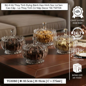 Combo 4 Hũ Thủy Tinh Bí Sọc Đựng Bánh Kẹo Mứt Tết Cao Cấp Decor Sang Trọng TMT02