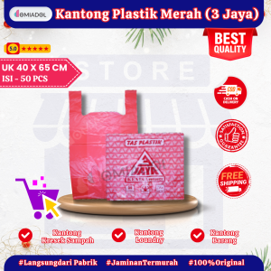 Kantong Kresek Jumbo Merah Premium 40x65 Cm - 50 Pcs