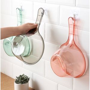 Plastic Water Dipper with Hand Transparent Kitchen Water Scooper Bathroom Toilet Dip Buckets Water Scoop Bath Ladle
