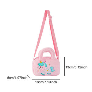 💕 Store opening 💕 Kid Embroidery Unicorn Plush Crossbody Purses And Handbags Little Girls Rainbow Fluffy Purse Cute Cartoon Furry Shoulder Bag