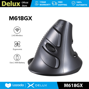 Delux M618GX 2.4G Wireless Vertical Mouse Ergonomic 6 Buttons MAX 1600DPI Optical M Size For PC/Laptop/Windows/Mac