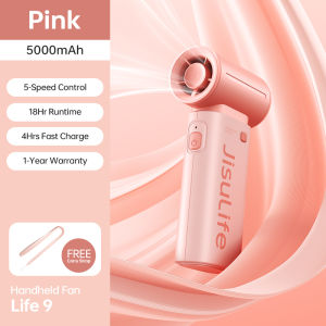 JISULIFE Handheld Fan Life9 Mini Portable Jet Fan Rechargeable USB Fans With 5 Gears Strong Wind Suitable For Summer Outdoor Camping JisuLife Fan Larger Wind Range Up to 30 cm Reach Portable Design