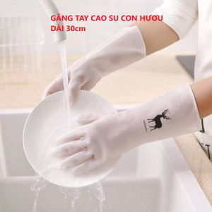 Găng tay cao su Hợp Thành dài 27cm size M S găng tay rửa chén rửa bát bao tay cao su rửa chén