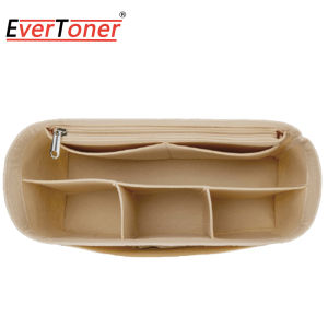 EverToner Felt Cosmetic Organizer Bag for GW DENIM TOTE BAG Women Inner Purse Bag Shaper Travel Makeup Insert Bag Liner Bag