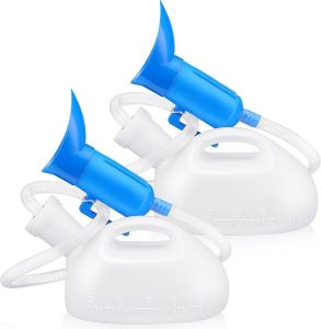 Portable Urinals for Men 2000ml Urinal Bottles Spill Proof Male Portable Pee Bottle Reusable Thicken Mens Potty 59" Long Tube with Lid for Camping Car Travel Bed Emergency Device
