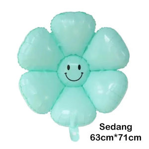 Balon Foil Karakter Bunga Daisy Smile Ukuran Jumbo & Mini Balon Ulang Tahun