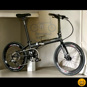 Fnhon Storm 22 Inch MRT/Bus Friendly Shimano 9 Gears Freebies Litepro Lightweight Foldable Bicycle Matte Black Liaoge Kosda Acceofix Strong Frame Durable Design