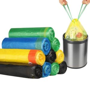 Drawstring rubbish bag Vest Garbage Bag,Large Garbage Bags Black Thicken Disposable Waste Bag Plastic Trash Bag