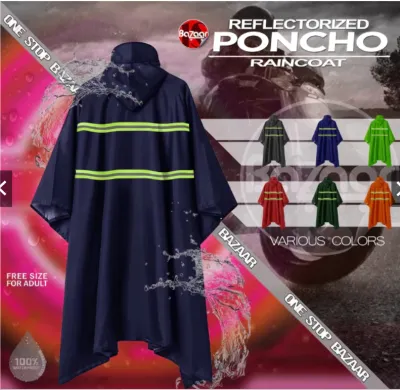 New Reflective Motorcycle Riding Poncho Raincoat in Multiple Colors - Sizes S/3XL/6XL