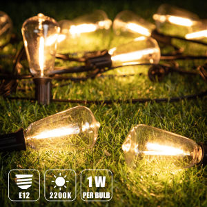 ZEEMIN Christmas and Halloween giftsGANRILAND ST38 Garland String Light US EU Plug 220V Outdoor Shatterproof Connectable Plastic Bulb Fairy Light Chian Patio Decor
