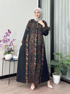 Gamis Rayon candi mekar LD 112 Panjang 138 model klok Gamis kekinian adem dan nyaman Gamis Batik