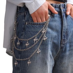 WININ Hanging Pants Chain Star Pendant Metal Belt Chain Punk Geometric Waist Chain Gifts