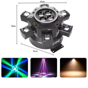 Flowwave 6-Arm Rotating Disco Light With Ring Laser Light Strobe Light Beam Light For Party Dj Christmas Party Gift
