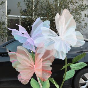 URBAG Outdoor Artificial Butterfly 30/50cm Giant Gauze Fake Butterfly 2025 3D Silk Yarn Butterfly Photography Props