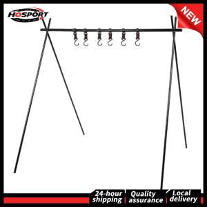 【HOSPORT】 Aluminum Alloy Camping Hanging Shelf Foldable Portable Camping Hanging Rack Lightweight Multifunctional for Picnic Barbecue for Hiking Backpacking
