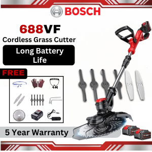688V Cordless Grass Cutter – Portable Electric Lawn Mower with Rechargeable Battery | Brush Cutter + Adjustable Pole