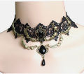 Lace Vintage lace choker necklace Fashionable Black beaded flower choker Steampunk Halloween choker for Women Wedding. 
