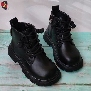 Katerina Fashion Korean Ankle Zipper Boots Shoes Plain Kids For Girl #S-6727