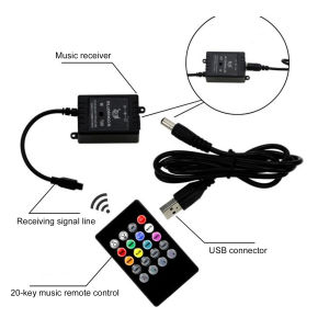 【HPS】 Multicolor 72 LED Car Atmosphere Light with Sound Active Function Remote Control and USB Port for Interior Decoration