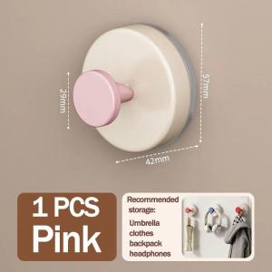 Suction Cup Dopamine Round Hook Removable Washable Household Wardrobe Storage Hook Cabinet Window Punch-Free Suction Door Handle