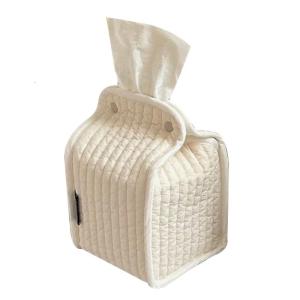 Soft Cotton Standing Tissue Dispenser Modern Striped Pattern Easy to Cleaning Kitchen Countertop Organizers