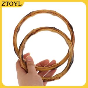 ZTOYL 1PC tre Ví xử lý khung Hanger DIY tre O Túi xử lý Túi dây đeo thay thế tre xử lý thủ công vòng gỗ